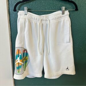White Jordan Shorts with Colorful Logo